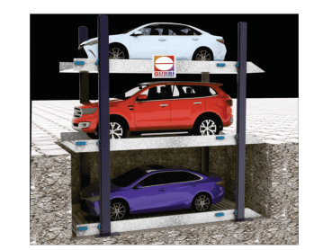 1 PIT three level simple stacker parking system